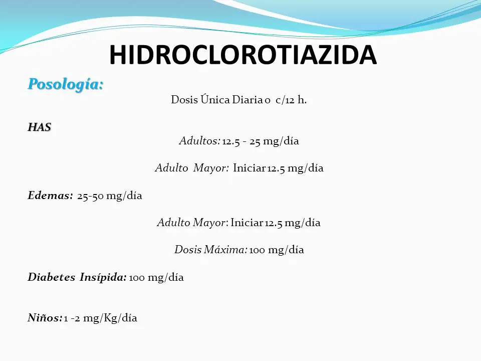 posología de la hidroclorotiazida